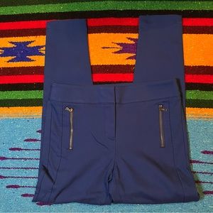 LOFT Navy Cropped Pants with Zipper Details